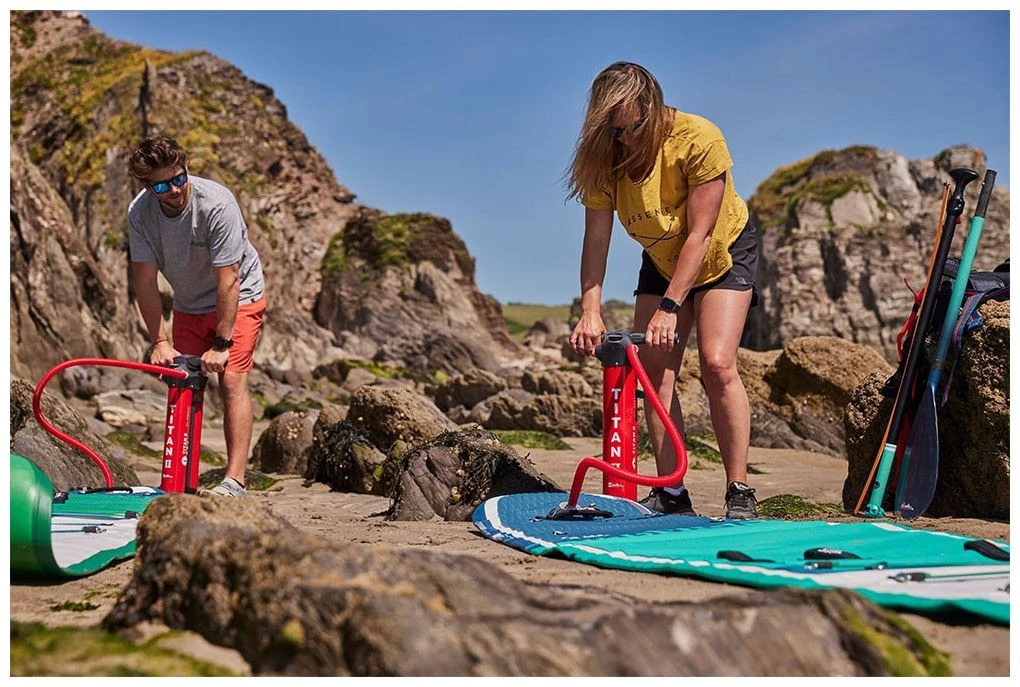 Red Paddle Co. Red Paddle Co 12'0 Voyager MSL Inflatable SUP + Hybrid Tough Paddle White-Teal-Dark Blue - Afbeelding 4