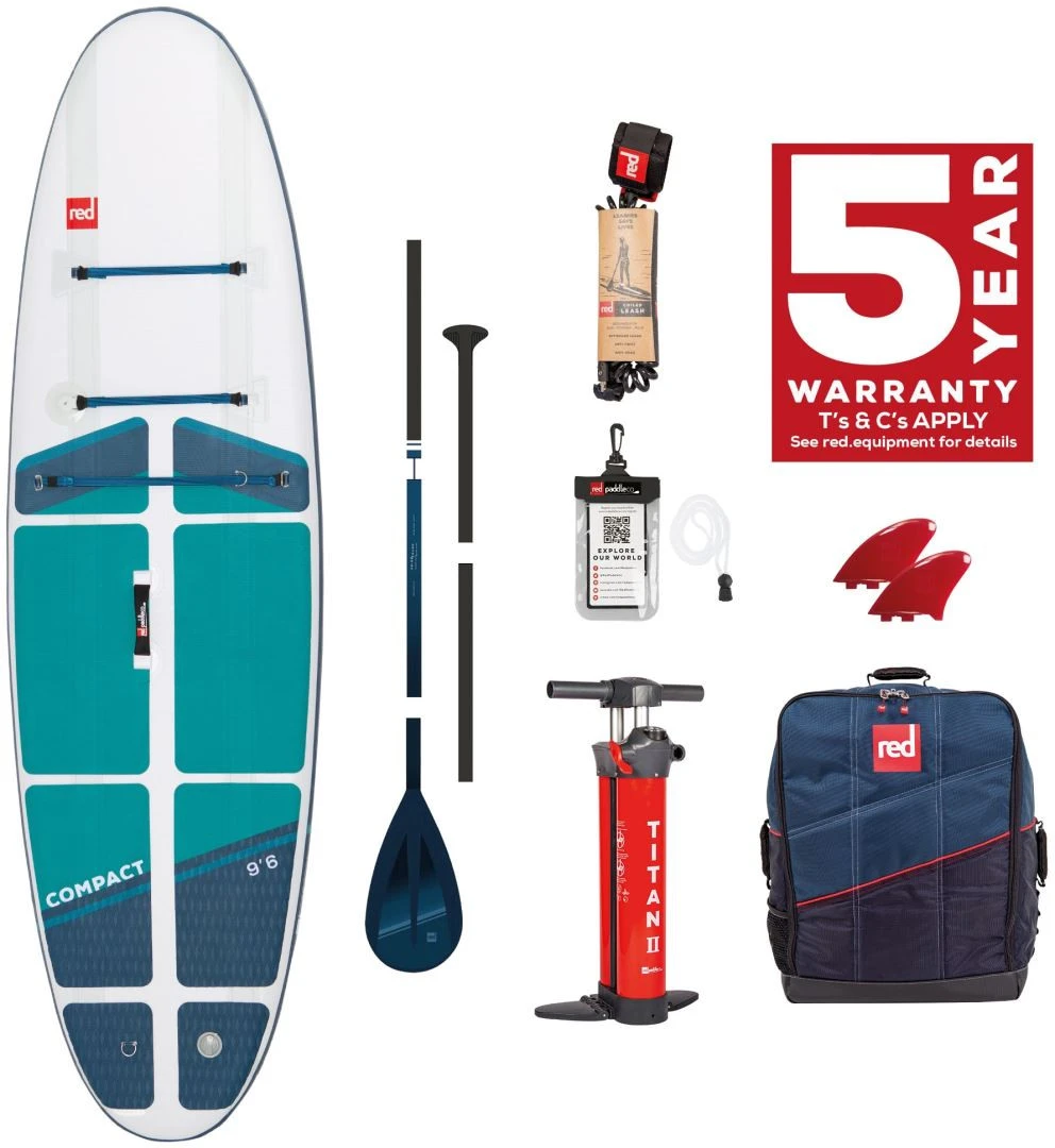 Red Paddle Co. Red Paddle Co 9'6 Compact MSL Inflatable SUP White-Teal-Dark Blue